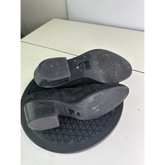 Steve Madden Bradi Bootie Black Distressed Leather Buckle Zip Boots Sz 8 Western - Picture 8 of 8